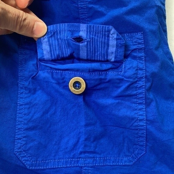 Fresh Produce Drawstring Cropped Utility Pant Royal Blue Cotton Stretchy Vibrant - Picture 12 of 15